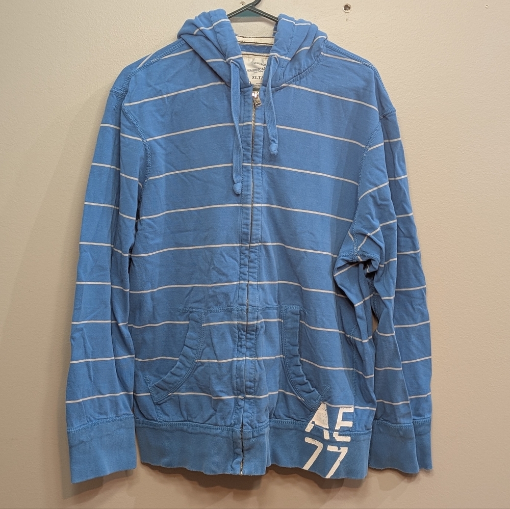 AE Blue Striped Hoodie size XL tall